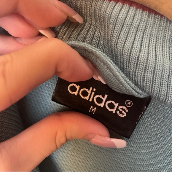Vintage Adidas Blue and Red Full Zip Up Striped Sweatshirt Size M Y2K - Picture 8 of 8